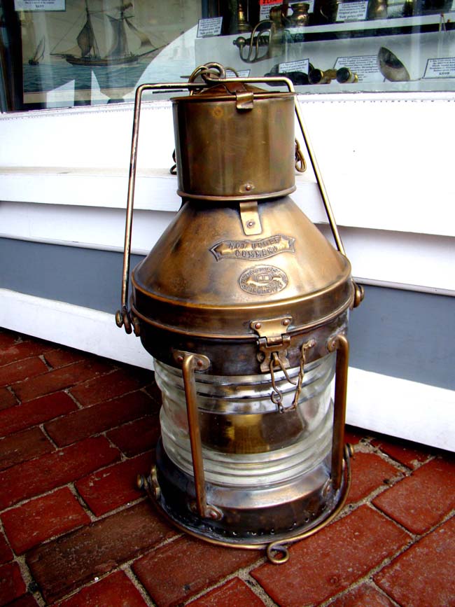 An early 20th century ships' masthead lamp marked "NOT UNDER COMMAND" made by William Harvie & Co., Birmingham